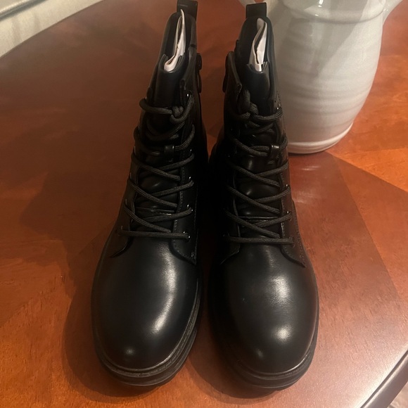 Black Lace-Up Women's Boots - Picture 2 of 3